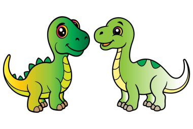 Şirin dinozor kümesi vektör çizimi 