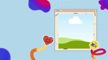 Pembe arkaplanda çizgi film karakteri olan dijital tablet ekranı.