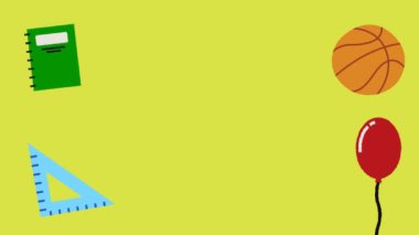 düz konum, okul ekipmanlarının en üst görünümü, eğitim ve okul kavramı