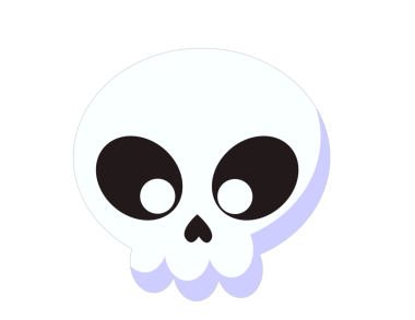 Beyaz arka planda izole edilmiş hayalet ikonlu kafatası. Cadılar Bayramı konsepti. vektör illüstrasyonu.