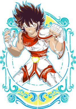 Kırmızı elbiseli adamın çizgi film karakteri.