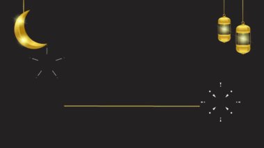 Siyah arka planda asılı gerçekçi altın ve kara ay. vektör illüstrasyonu.