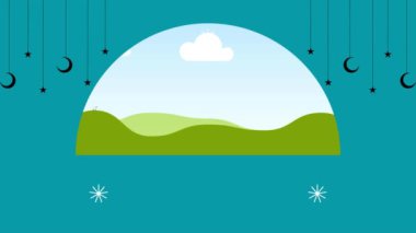 Bulutların güneşli arka planının vektör çizimi