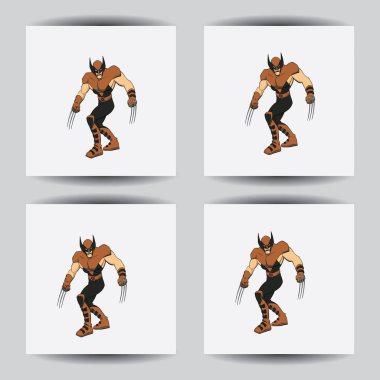 Çeşitli pozlarla hazırlanmış komik şişman adamın çizgi film karakteri. vektör illüstrasyonu.