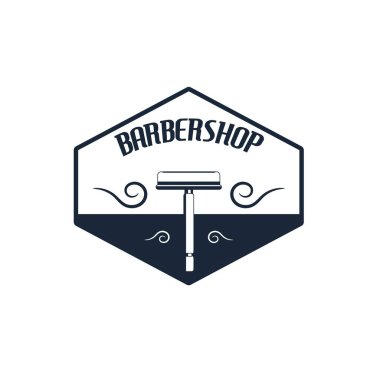 berber dükkanı logo şablonu, vektör illüstrasyon tasarımı