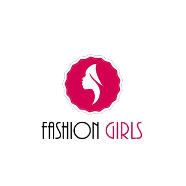 kız vektörlü moda logosu tasarımı