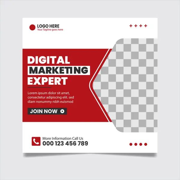 Dijital Pazarlama Sosyal Medya Posta Şablonu, Dijital Pazarlama Ajansı, Kare Flyer Şablonu, Dijital Ticari Pazarlama Sosyal Medya Bankeri, Vektör grafik reklam şablonu.