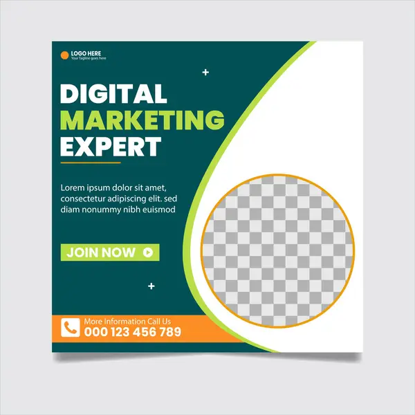 Dijital Pazarlama Sosyal Medya Posta Şablonu, Dijital Pazarlama Ajansı, Kare Flyer Şablonu, Dijital Ticari Pazarlama Sosyal Medya Bankeri, Vektör grafik reklam şablonu.