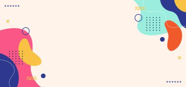 Bir sürü şekli ve çizgisi olan renkli bir arka plan. Arka plan farklı renklerin ve şekillerin karışımı, ona oyuncu ve yaratıcı bir hava veriyor.