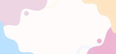 Beyaz kenarlı, renkli bir arka plan. Arka plan çember ve çizgilerden oluşuyor. Arka plan pembe, mavi ve sarı karışımı.