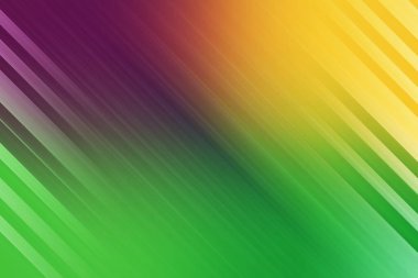 Görsel olarak çarpıcı soyut bir arka plan düzgün bir köşegen değişimi gösteriyor canlı yeşil, parlak sarı ve koyu mor renkler arasında zarif ışık çizgileri ile.