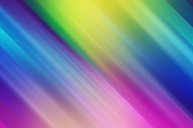 Canlı gökkuşağı renklerinden oluşan köşegen çizgileri içeren dinamik soyut bir arkaplan, hareket ve enerji hissi yaratmak için bulanık, yaratıcı projeler için mükemmel..