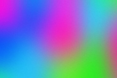 Çarpıcı bir mavi, pembe ve yeşil gradyanı olan canlı soyut bir arkaplan, çağdaş ve enerjik bir görünüm için ince, benekli bir dokuya sahip..