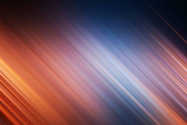 Görsel olarak çarpıcı soyut bir arka plan. Çapraz ışık, sıcak turuncu ve serin mavi renklerde çizgiler çizerek modern ve sofistike tasarımlar için derinlik ve kontrastlık yaratır..