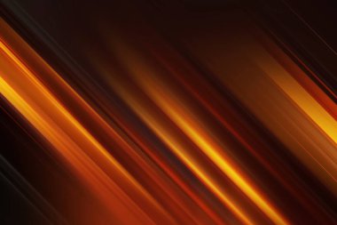 Koyu bir zemin üzerinde yoğun turuncu ve sarı ışık çizgileri güçlü, enerjik ve soyut bir zemin oluşturur..