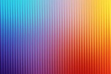 Bu soyut arkaplan, dinamik bir gradyan ile çarpıcı bir dikey çizgili deseni gösterir, serin mavileri ve morları ılık portakallar ve sarılara harmanlar.