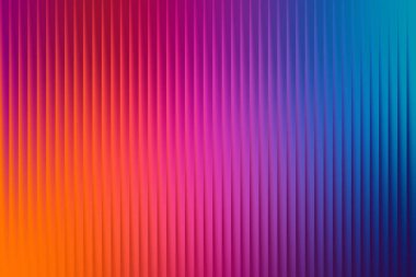 Ateşli kırmızıdan pembe ve mordan koyu maviye doğru akan çarpıcı bir gradyan ile tırtıklı dikey bir dokuya sahip cesur bir soyut arkaplan.