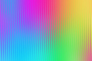 Dikey çizgili dokusu olan dinamik soyut bir arkaplan, canlı bir gökkuşağı gradyanı serin maviler ve morlardan ılık sarılar ve portakallara dönüşüyor..