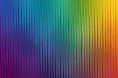 Gökkuşağı renklerinin tam spektrumunu gösteren, tırtıklı dikey dokusuna sahip enerjik soyut bir arkaplan. Renkler pürüzsüz bir şekilde mordan maviye, yeşile, sarıya ve turuncuya karışıyor.