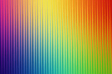 Gökkuşağı gradyanı ve dikey tırtıklı çizgiler içeren canlı bir soyut arkaplan pürüzsüz bir renk geçişi ile derinlik ve hareket hissi yaratıyor..