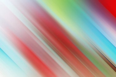 Kırmızı, yeşil, mavi ve beyaz gibi canlı renklerde köşegen çizgilerden oluşan dinamik soyut bir arkaplan..