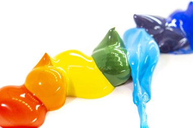 Yağlı boyalı gökkuşağı arka planı. Soyut akrilik boya dokusu. Güzel fırça darbeleri yakın çekim