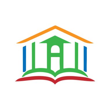 Colorful logo of a school or library building, representing education. clipart