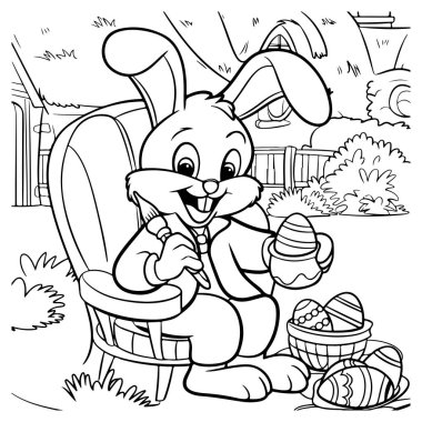 Cute Bunny Coloring Page: Easter Fun clipart