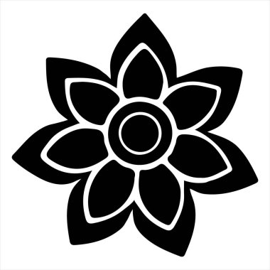 Tek Renkli Siyah Çiçek Siluet Vektörü