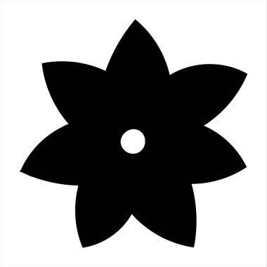 Tek Renkli Siyah Çiçek Siluet Vektörü