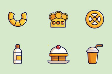 Fast food ve Fırın Vektör İllüstrasyon Simgeleri