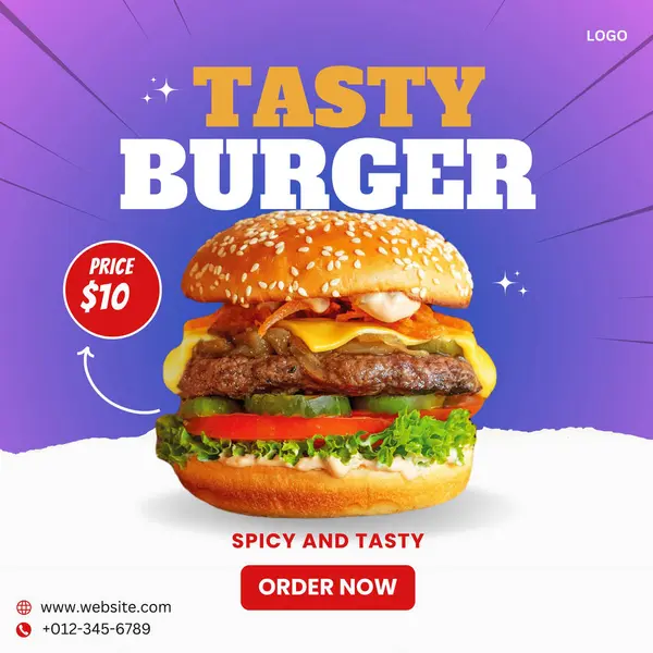 Yaratıcı Burger Sosyal Medya Posta Tasarımı