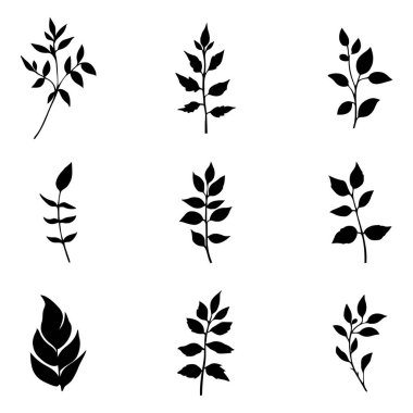 9 Koleksiyon Seti İzole Edilmiş Vektör Siluet Çizim Sanatı Yapılandırır