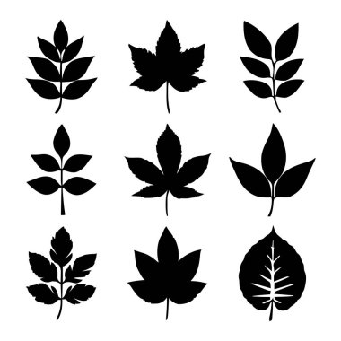 9 Koleksiyon Seti İzole Edilmiş Vektör Siluet Çizim Sanatı Yapılandırır