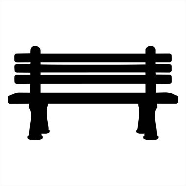 Park Bench Vektörü Siyah İzole Siluet Simgesi