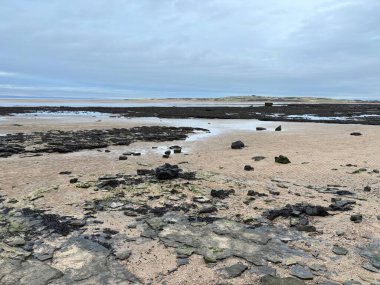 Aberdour, İskoçya yakınlarındaki Fife 'ın güneyindeki engebeli İskoç kıyı şeridi