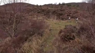 İskoçya İskoçya 'da tepe yürüyüşü. Aberfeldy, Perthshire yakınlarındaki Dun Coillich tepesinde. Schihallian adı verilen ünlü Munro dağının yakınında sık sık uzaklarda belirir. Sonbahar renkleri ve kahverengi fundalık arazide büyüyor..