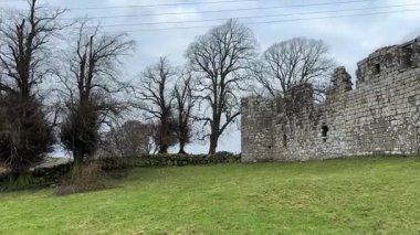 Dowhill Şatosu, İskoç topraklarındaki harabe. Eski terk edilmiş tarihi ortaçağ mimarisi manzarası