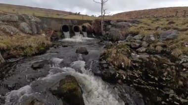 İskoçya 'nın Crieff yakınlarındaki Meall Tarsuinn dağında yürüyüş. Doğada tepe yürüyüşü, ilkbaharda açık hava, kar ve fundalık. Yuvarlanan dağlar