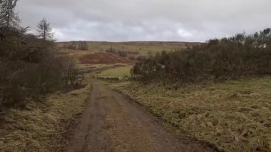 İskoçya 'nın Crieff yakınlarındaki Meall Tarsuinn dağında yürüyüş. Doğada tepe yürüyüşü, ilkbaharda açık hava, kar ve fundalık. Yuvarlanan dağlar