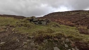 İskoç İskoçya 'sında Glen Tarret. Dağlı ve fundalık manzaralı güzel bir göl manzarası. Akan su ve İskoçya klasik açık hava manzarası. Tepelerde yürüyorum.