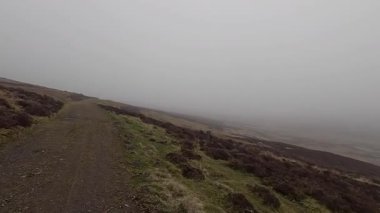 İskoç kırlarını ve tepelerini süpürdü. Perthshire sıradağları. Cnoc Beithe tepesi. Otlaklar, koyunlar ve akan su. Dağlık nehir bulutlu vahşi yerleri yakıyor.