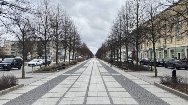 Polonya 'nın Çek Cumhuriyeti' nin şehir manzarası. Polonya, ünlü sokak binaları yerleştirdi