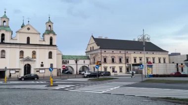 Polonya 'nın Çek Cumhuriyeti' nin şehir manzarası. Jasna Gora Dini Hac Konumu. Polonya sokak binaları ünlü bir yer
