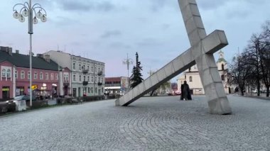 Polonya 'nın Çek Cumhuriyeti' nin şehir manzarası. Jasna Gora Dini Hac Konumu. Polonya sokak binaları ünlü bir yer