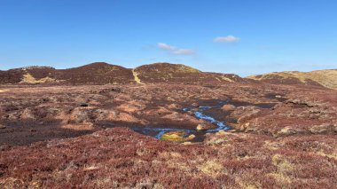 Sulak arazi turbası su birikintisi. Perthshire 'ın İskoç Highlands' ı açık tepeler manzara dağları güzel İskoçya açıklarında yürüyor parlak yaz mevsimleri Munro