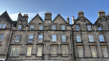 Edinburgh şehir manzaralı eski kasaba binaları ünlü turistik mekan olan İskoçya 'nın başkenti. İskoç turistik yerleri