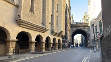 Edinburgh şehir manzaralı eski kasaba binaları ünlü turistik mekan olan İskoçya 'nın başkenti. İskoç turistik yerleri