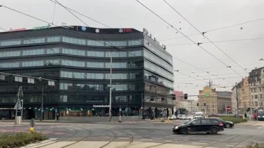 Wrocaw. Polonya 'nın Wroclaw şehrinin şehir manzarası. Polonya, ünlü sokak binaları yerleştirdi