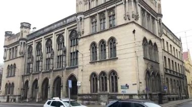 Wrocaw. Polonya 'nın Wroclaw şehrinin şehir manzarası. Polonya, ünlü sokak binaları yerleştirdi